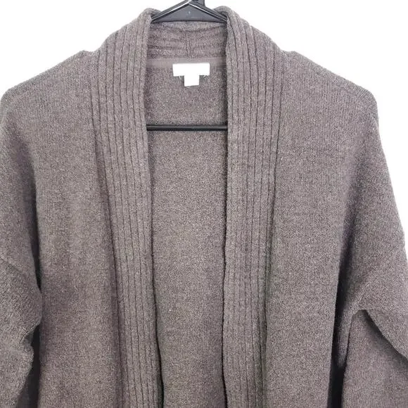 J Jill Sweater Womens Small OPen Cardigan Brown Pockets Chunky Knit Soft Comfy - Picture 3 of 9